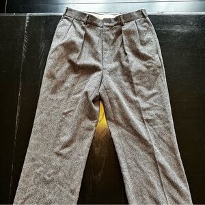 Vintage 30x31 Gray Wool Retro Patterned Trousers Pleated Dress Business